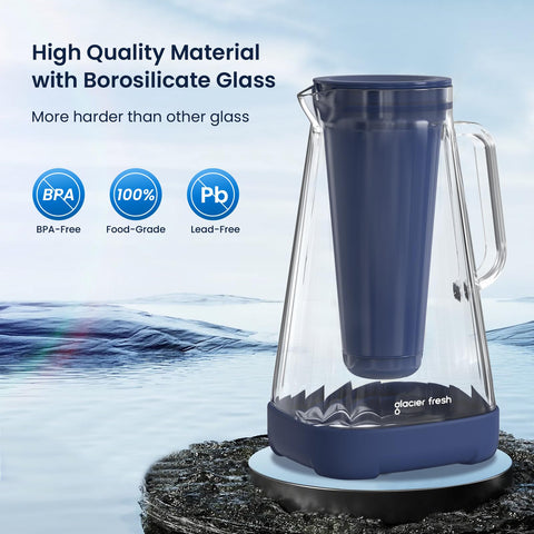 GLACIER FRESH Purela pitcher spout lid blocks dust for fresher water.