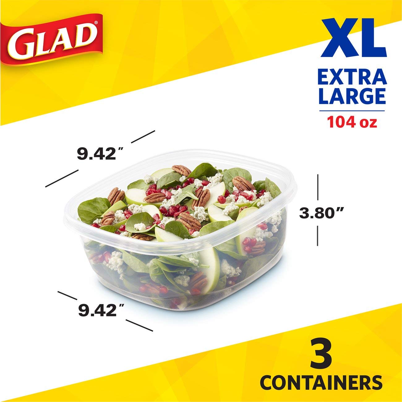 Glad 104oz square container for freezer storage and organized portions.