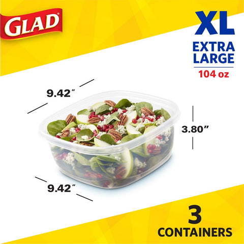 Glad 104oz square container for freezer storage and organized portions.