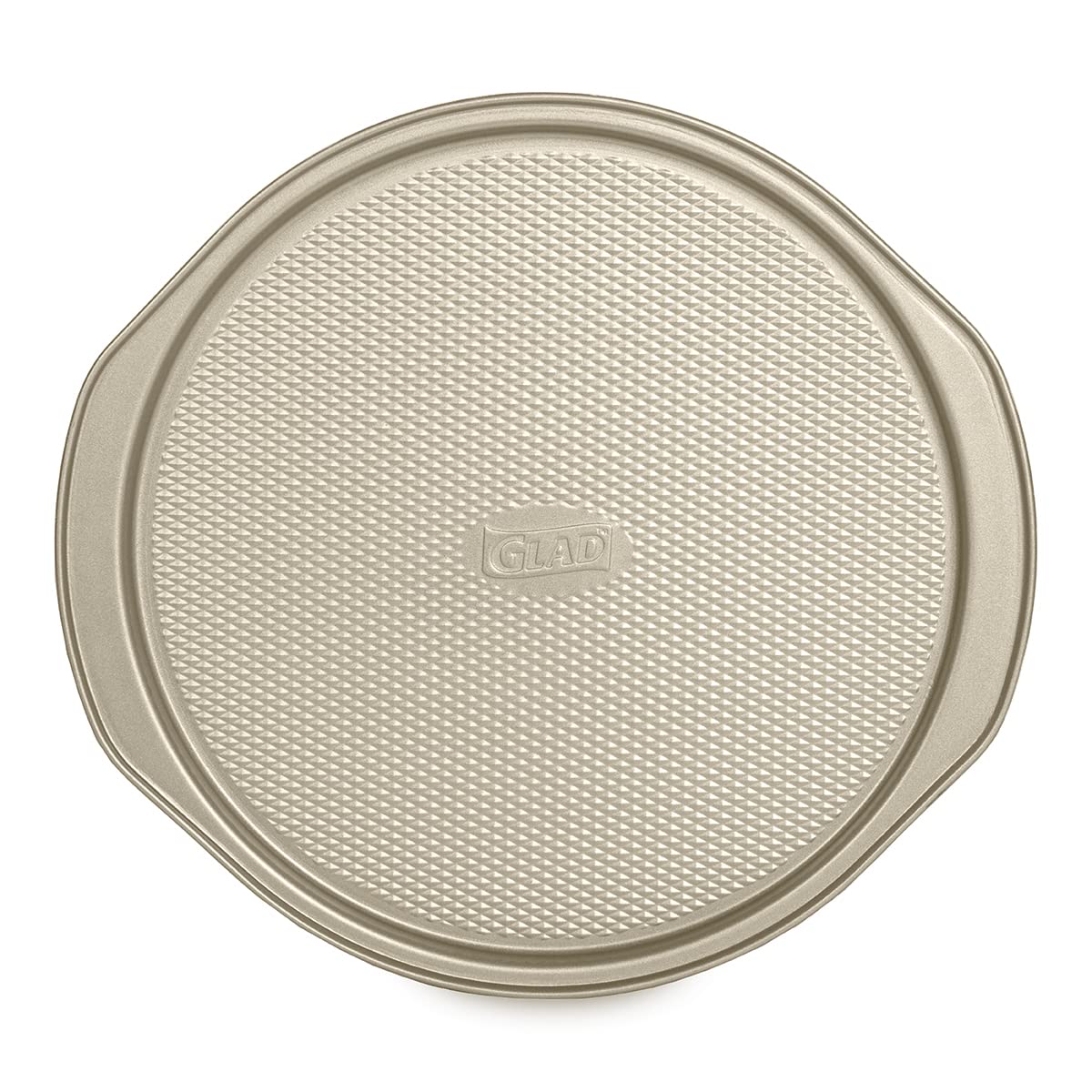 Glad Nonstick Large Pizza Pan viewed in the oven for easy release and crisp crust.