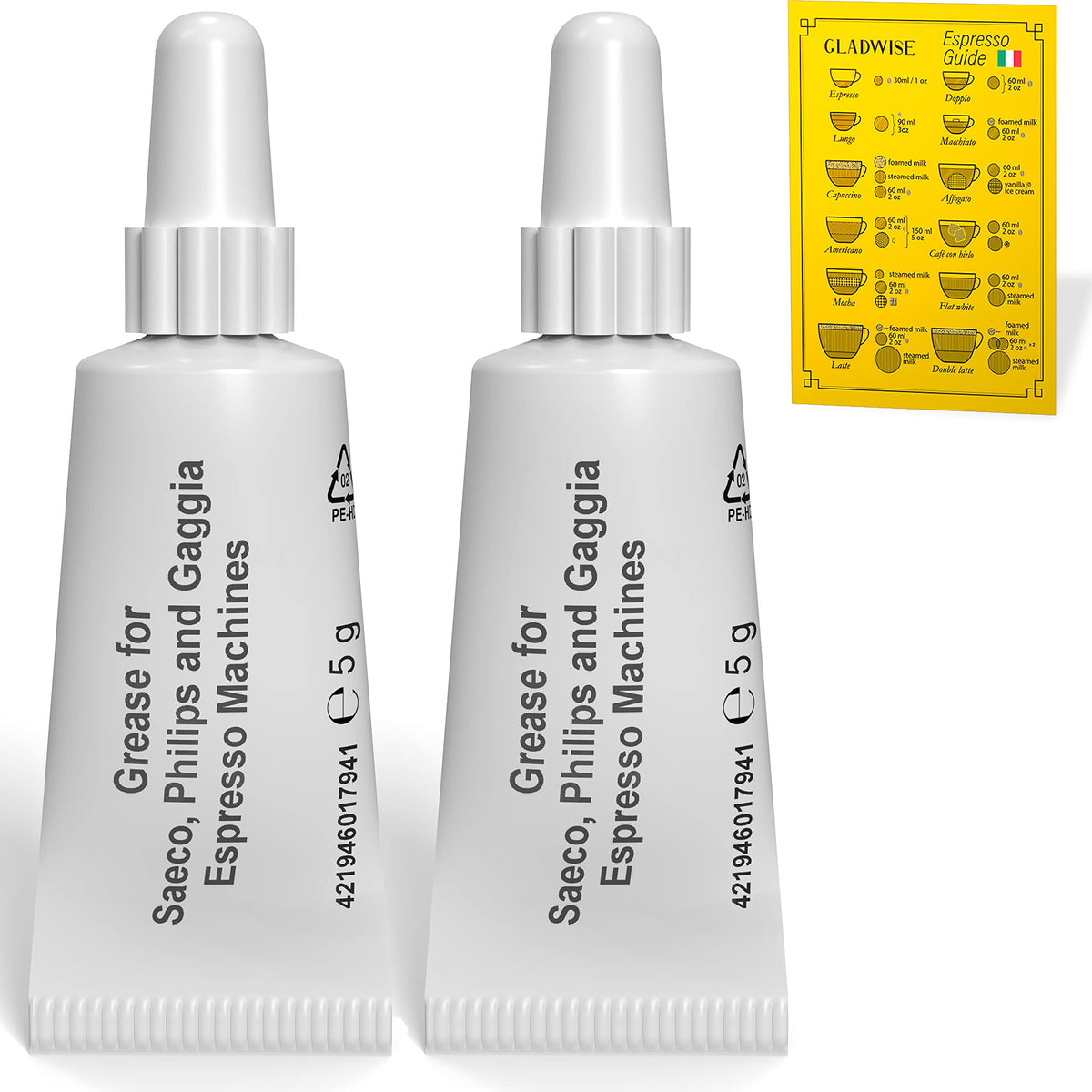 Gladwise grease two-pack tubes for quick maintenance on espresso machines