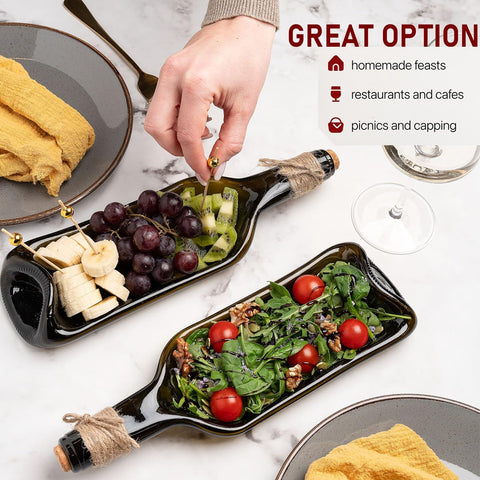Glasiko World melted wine bottle tray with easy handle for serving