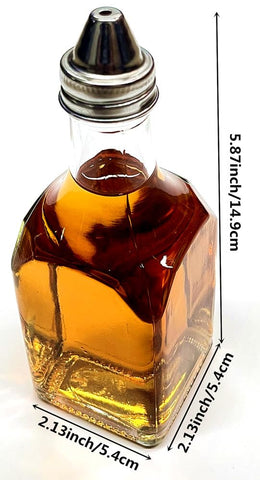 Glass oil and vinegar dispenser set with drip-free spouts for precise pouring and mess-free use