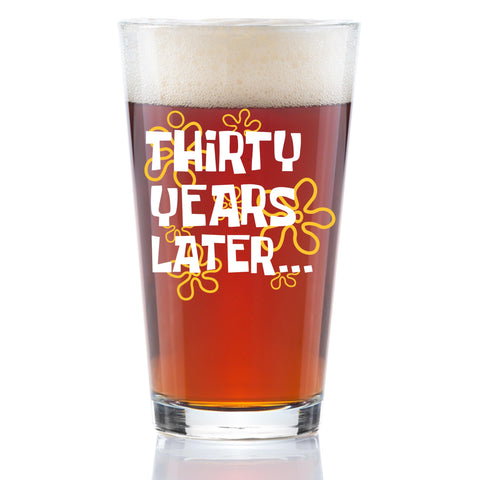 Glassicle 30 Years Later pint glass with nostalgic 90s design for birthday celebrations.