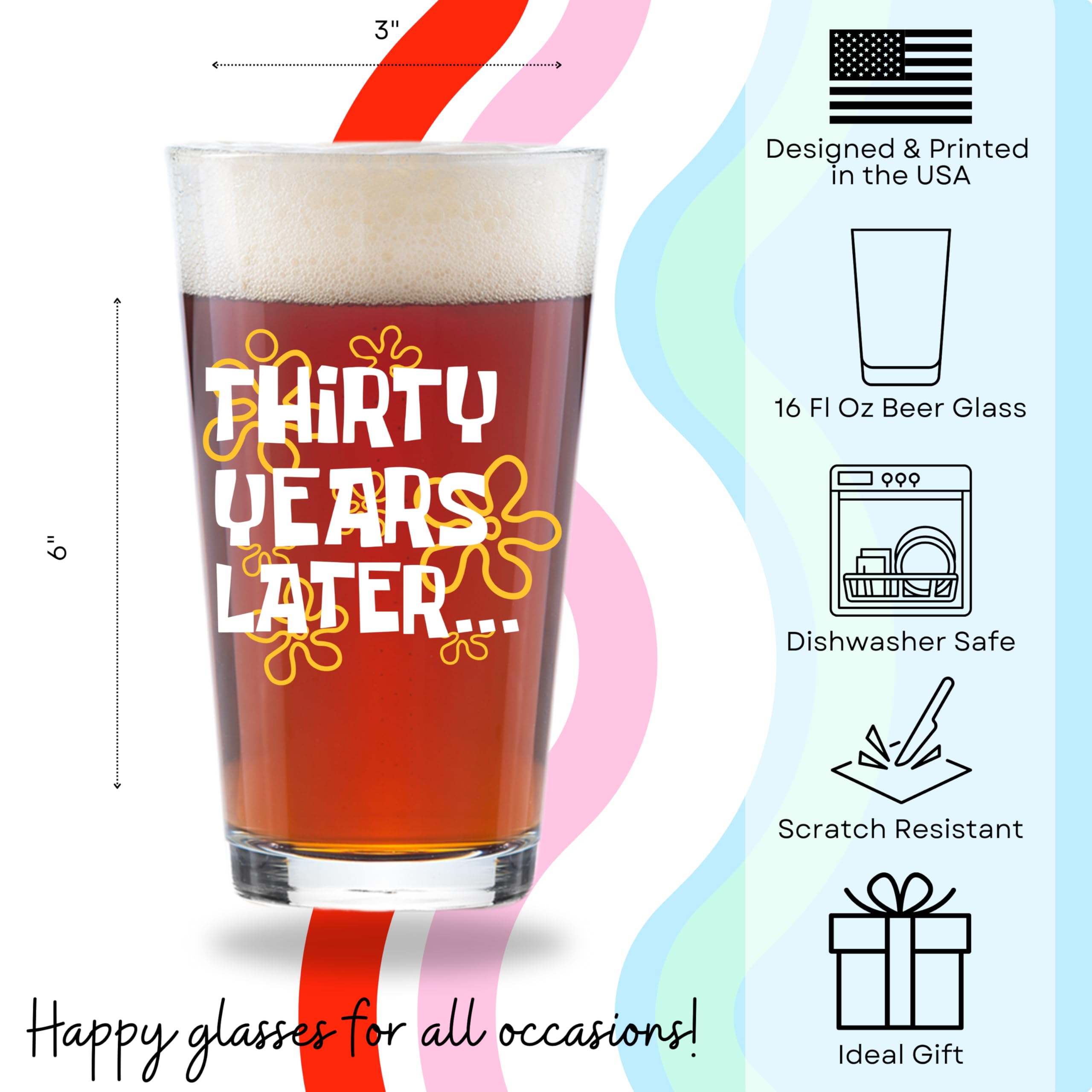Glassicle 30th birthday gift glass, durable and scratch-resistant for everyday use.