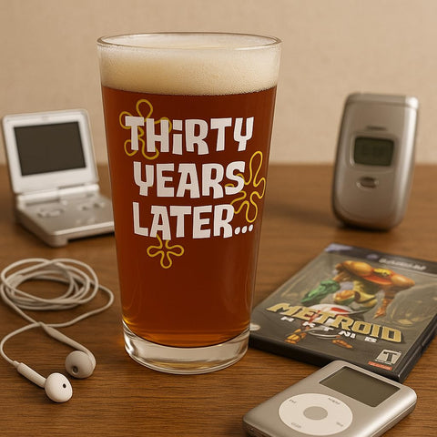 Glassicle beer glass features retro cartoon vibes, ideal for sharing stories.