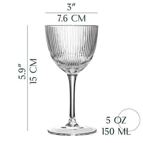 GLASSIQUE CADEAU crystal ribbed Nick-Nora glasses showcase Art Deco elegance.
