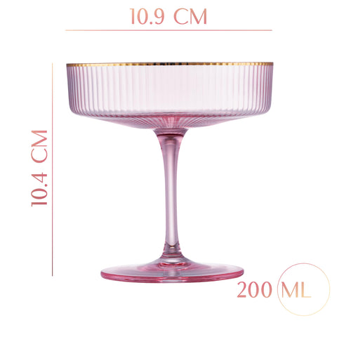 GLASSIQUE CADEAU close up rose gold rim on hand blown crystal coupe