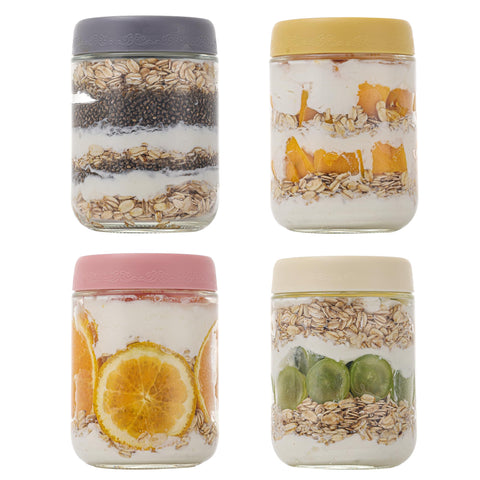 glatabam 16oz jar with lid shows clear glass for fresh oats storage
