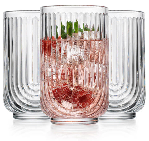 Glaver's ripple arch highball glasses showing vintage texture, ideal for cocktails