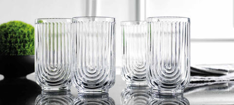 Glaver's arch-design glassware enhances any table setting or party decor
