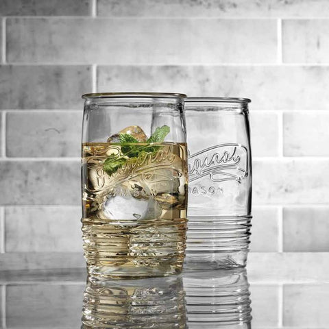Glaver's clear cylindrical tumbler elevates casual to formal occasions