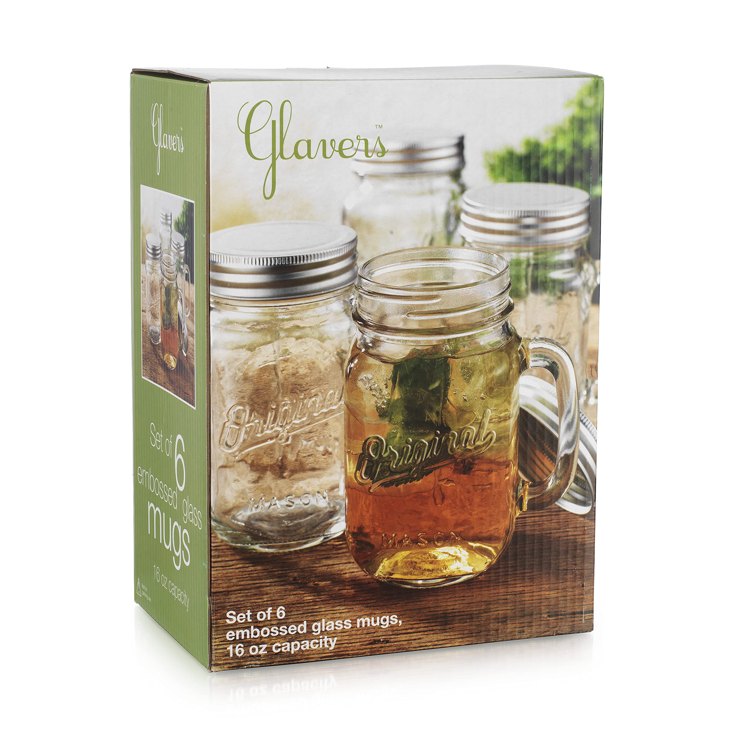 Glaver's ergonomic-mason-jar-mug delivers comfortable handling.