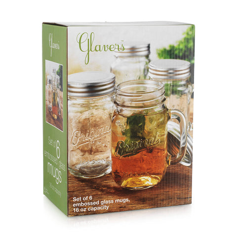 Glaver's ergonomic-mason-jar-mug delivers comfortable handling.
