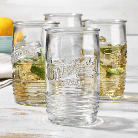 Glaver's 4-pack 20 oz glass tumblers in clear glass for everyday cold beverages