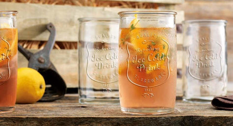 Glaver's highball glass aids comfortable sipping of cocktails and cold drinks.