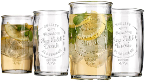 Glaver's 20 oz capacity glass perfect for lemonade, juice, and iced beverages.