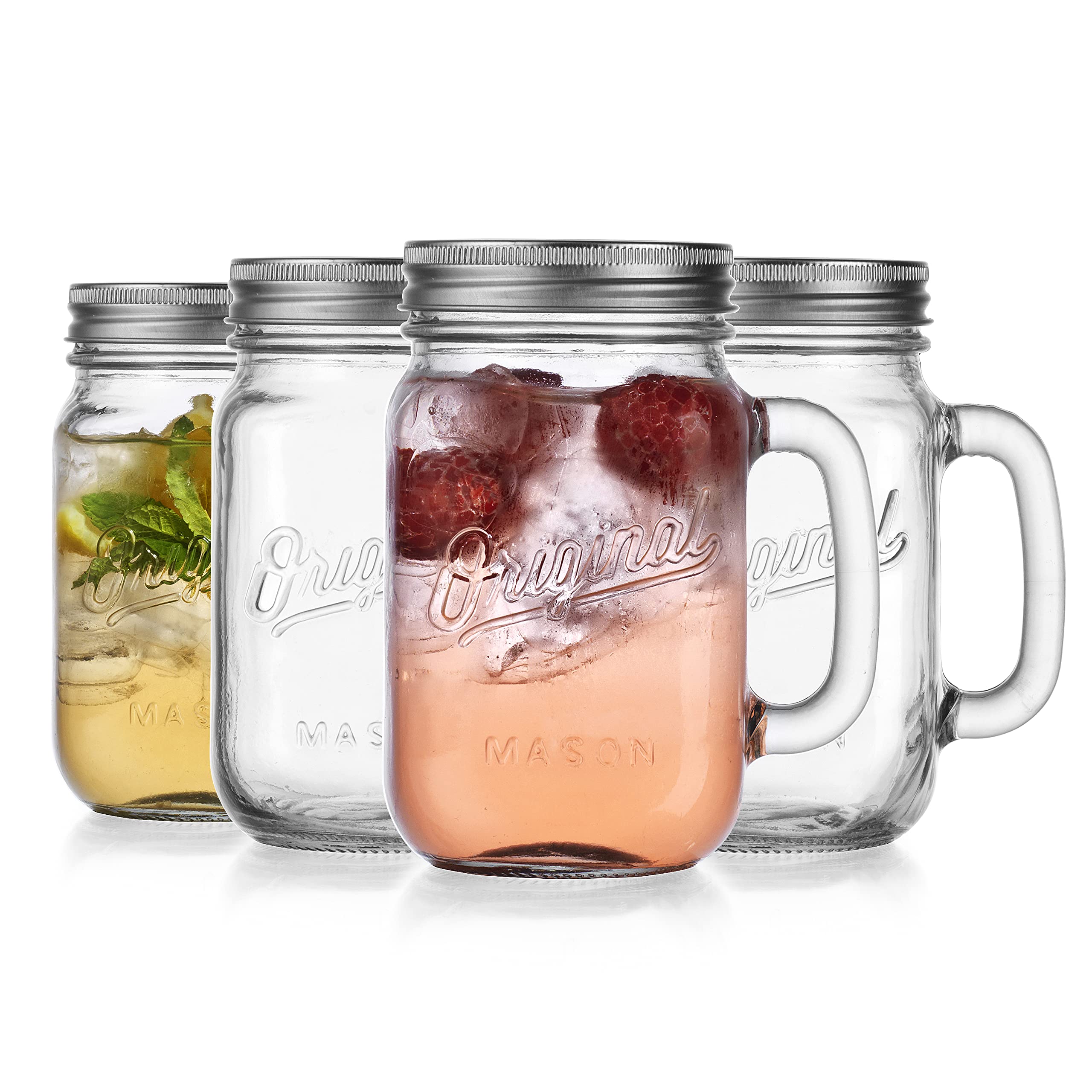 Glaver's mason-jar-mug-with-handle-lid, easy grip for iced beverages on the go