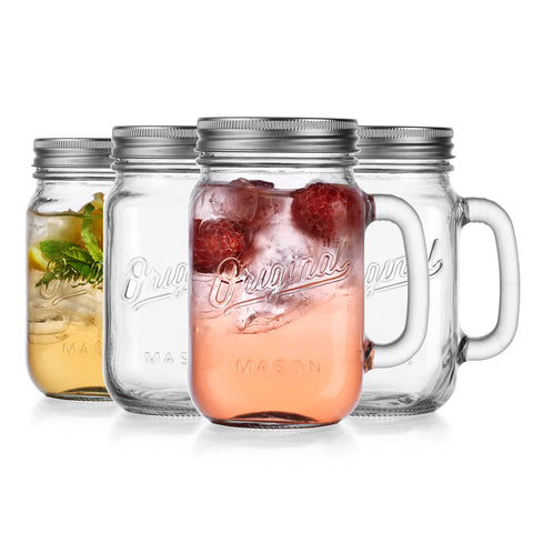 Glaver's mason-jar-mug-with-handle-lid, easy grip for iced beverages on the go