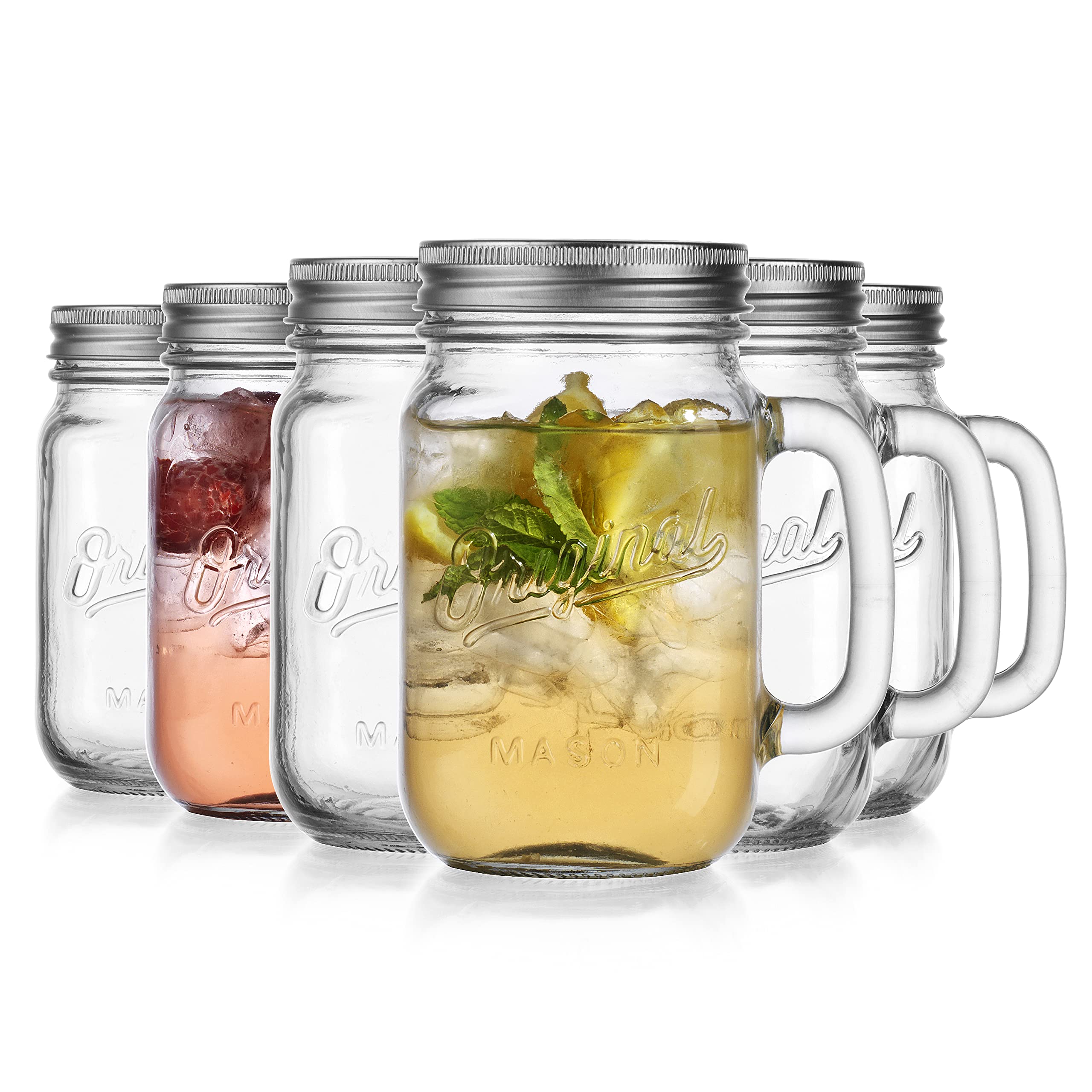 Glaver's six-pack mason jars provide durable, reusable glass drinkware.