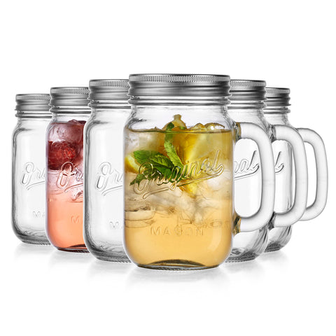 Glaver's six-pack mason jars provide durable, reusable glass drinkware.