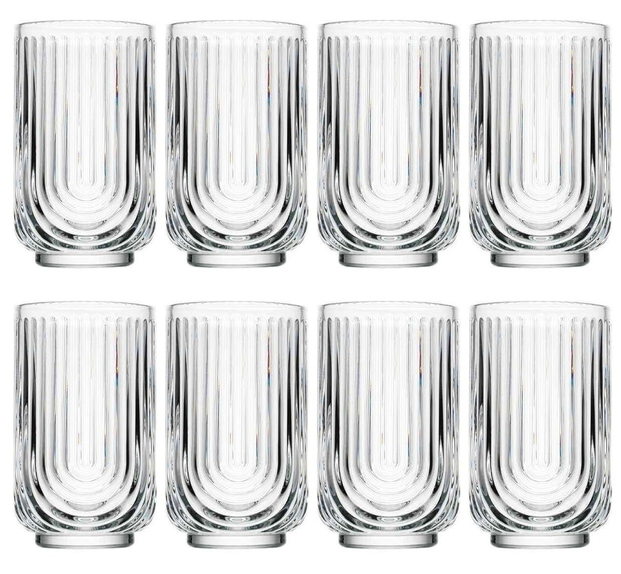 Glaver's ripple and arch pattern glass tableware for versatile use