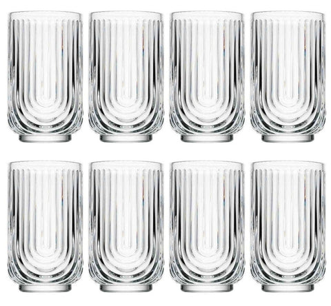 Glaver's ripple and arch pattern glass tableware for versatile use