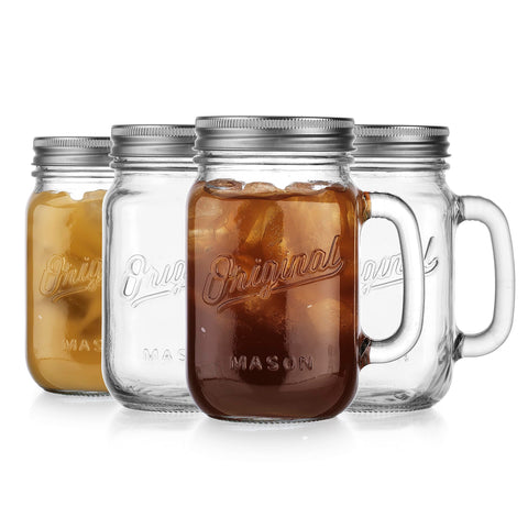 Glaver's screw-on lid on mason jar mug keeps drinks clean