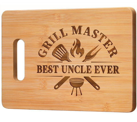 Gleevera Best Uncle Ever engraved cutting board for a heartfelt kitchen keepsake.