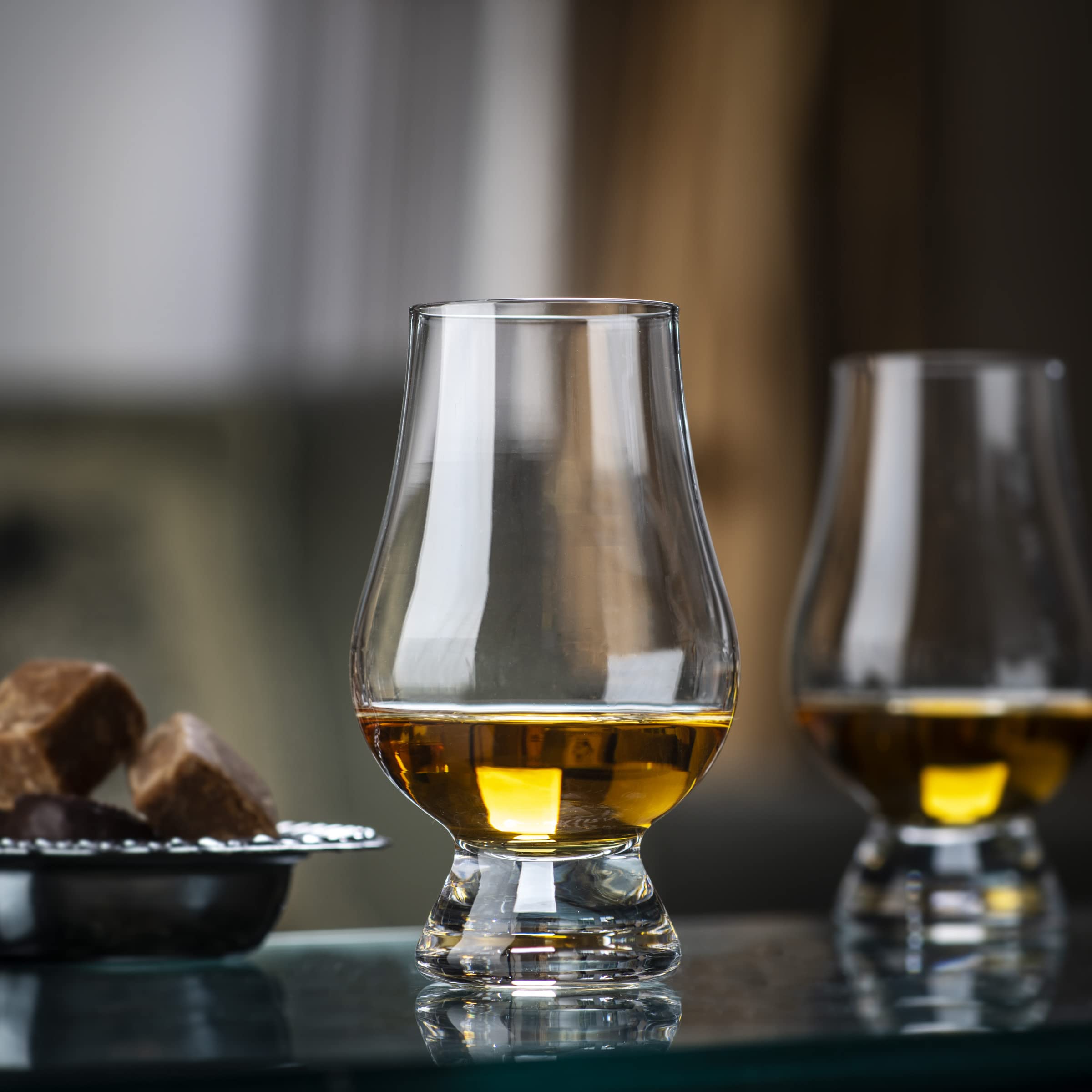 GLENCAIRN crystal created in Scotland for luxurious barware aesthetics.