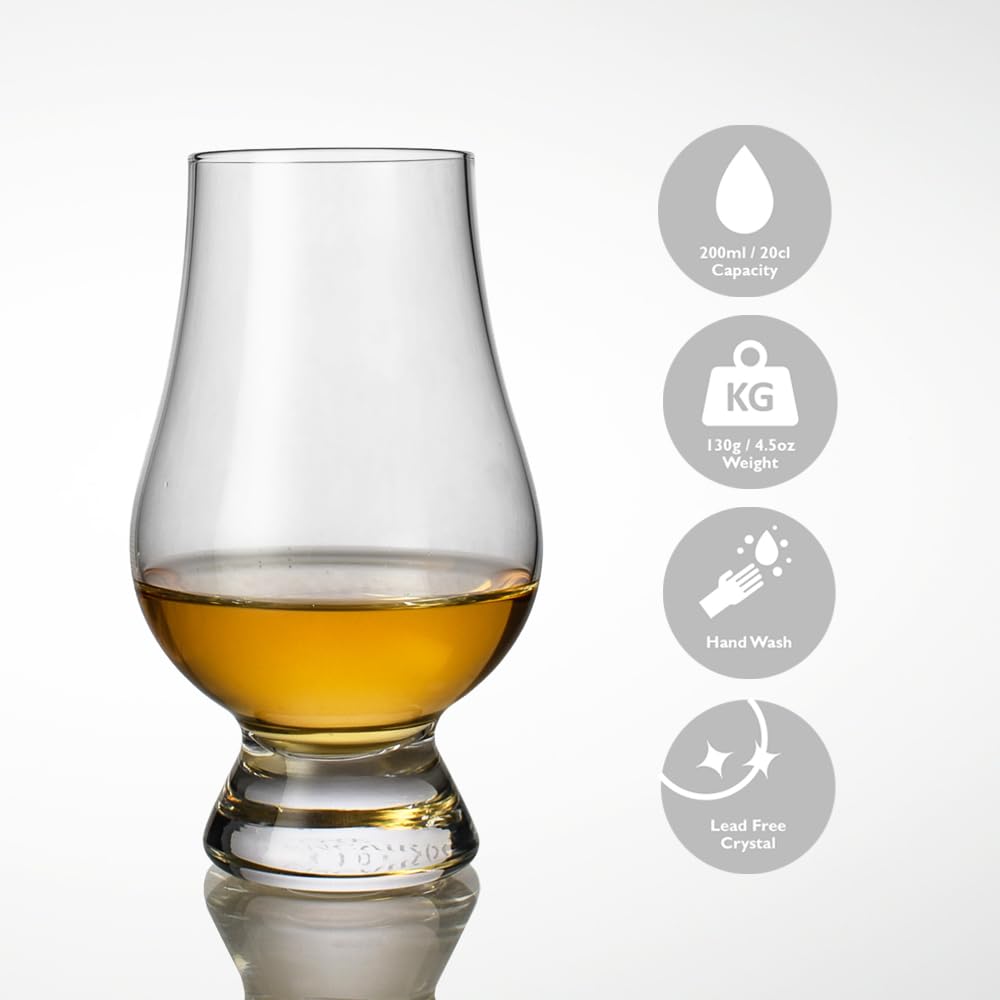 GLENCAIRN glass is versatile for scotch, bourbon, brandy, tequila, and rum.