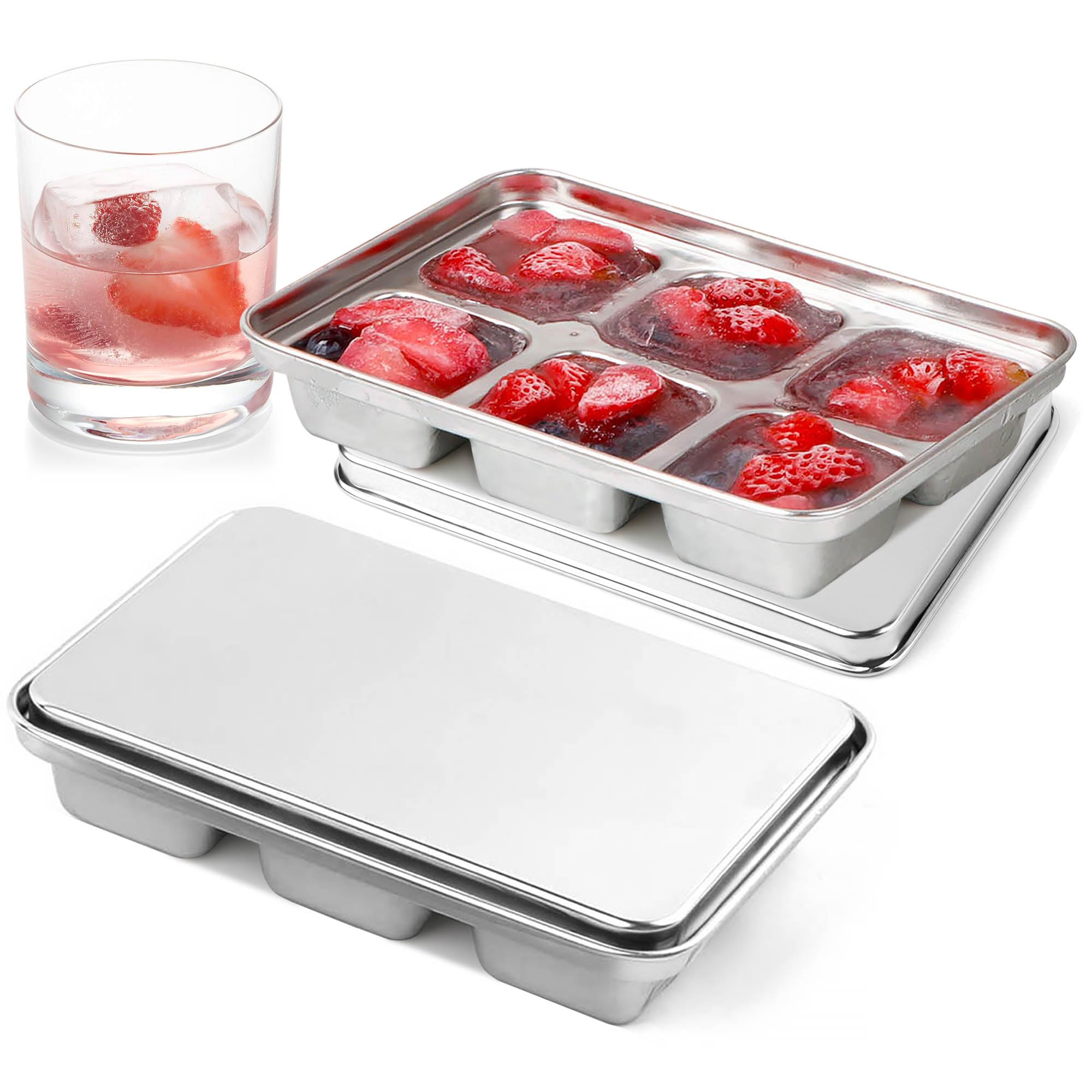Glendaveny ice cube tray with lid creates large, slow-melting cubes for cocktails.