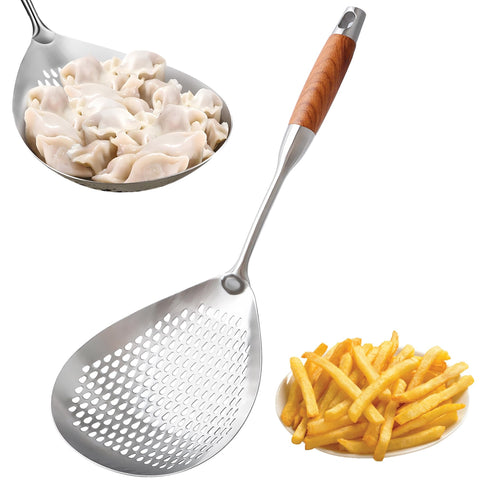 Glendaveny skimmer slotted spoon with large basket for quick draining during frying