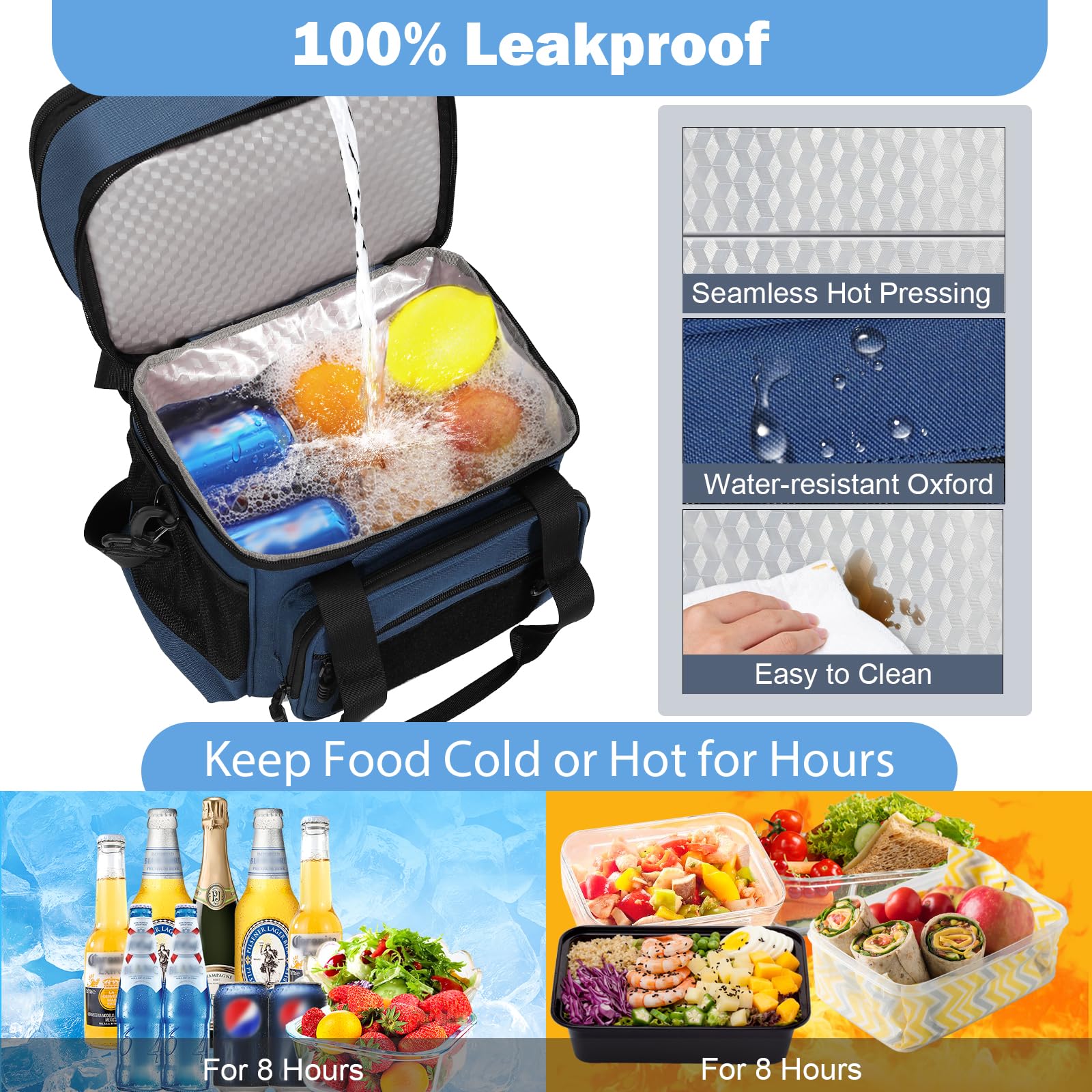 GLENKEY 16L blue lunch bag ideal for work, travel, and day trips