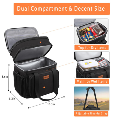 GLENKEY 16L capacity lunch bag organized for work, picnics, or travel