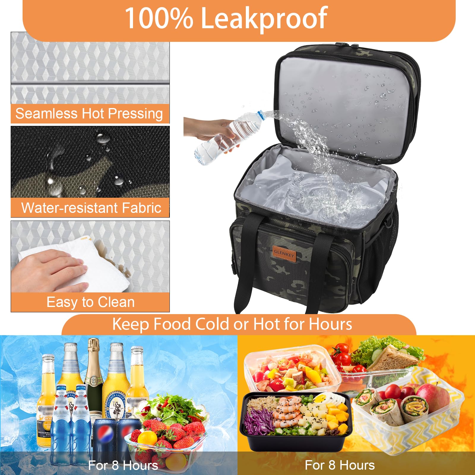 GLENKEY black-camo lunch bag blends rugged style with practical carrying.