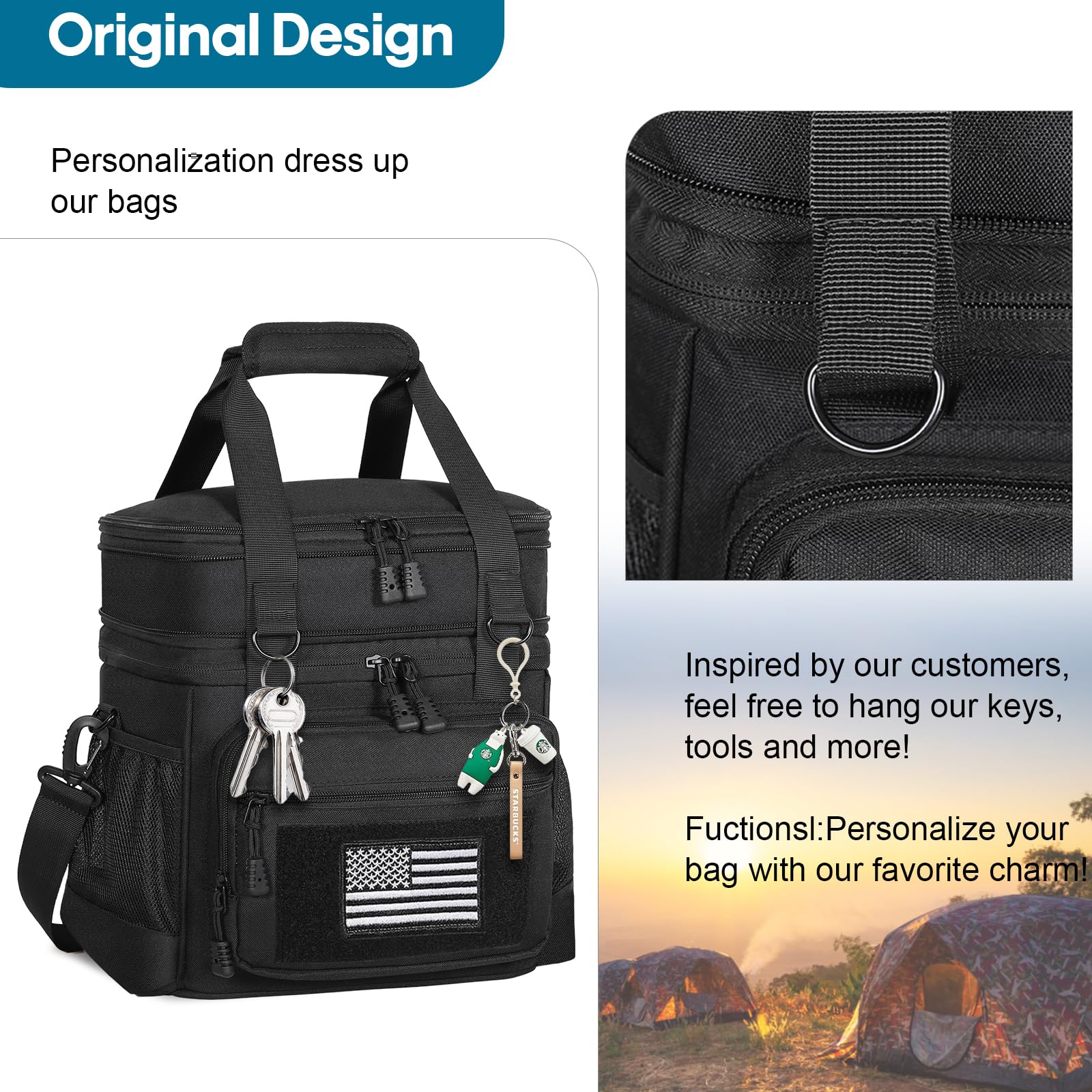 GLENKEY lunch box front Velcro patch area for personalization