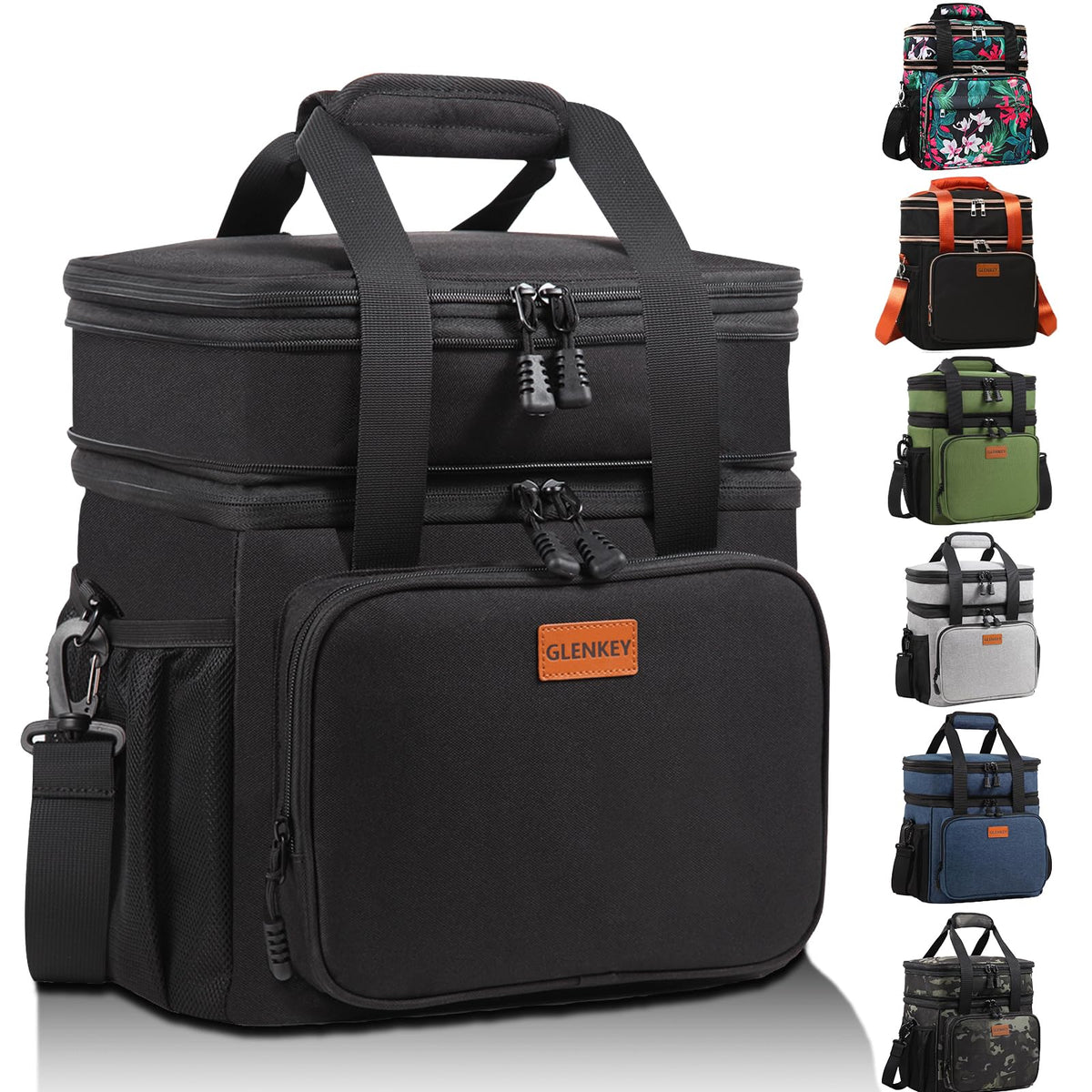 GLENKEY expandable insulated lunch box top compartment for extra capacity during meals
