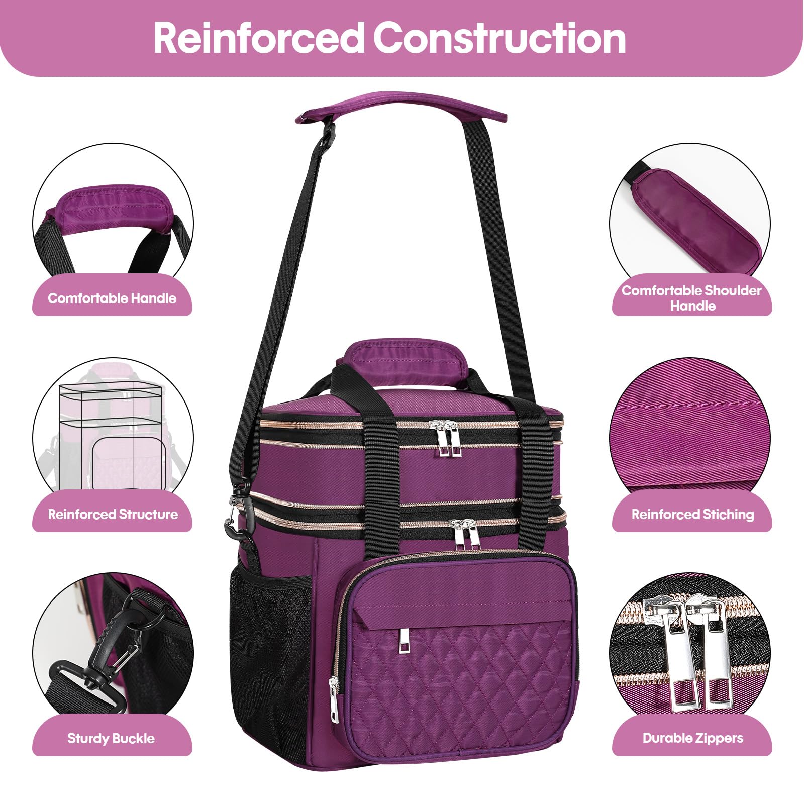 Leakproof seams keep contents contained, even when the bag is carried on trips.
