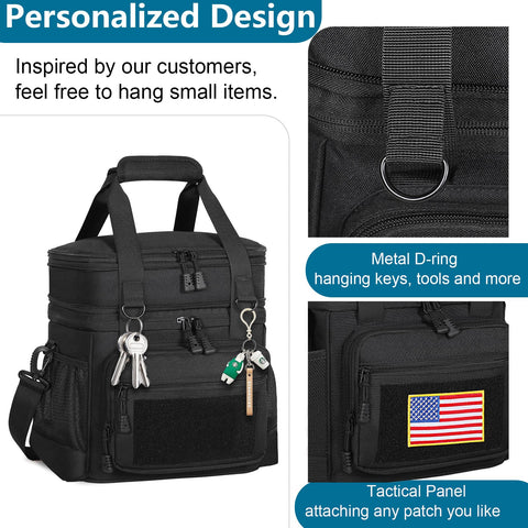 GLENKEY expandable top compartment adds 4L capacity for extra snacks.