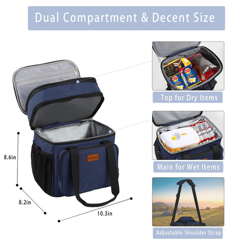 GLENKEY heavy-duty insulated lunch bag with side pocket for extra organization.