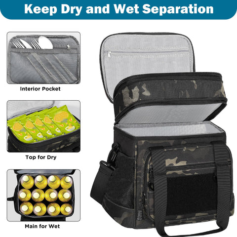 GLENKEY large-capacity insulated bag keeps meals organized for outings.