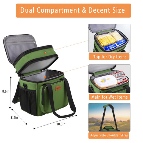 GLENKEY large insulated lunch bag with leakproof design keeps foods fresh during commutes