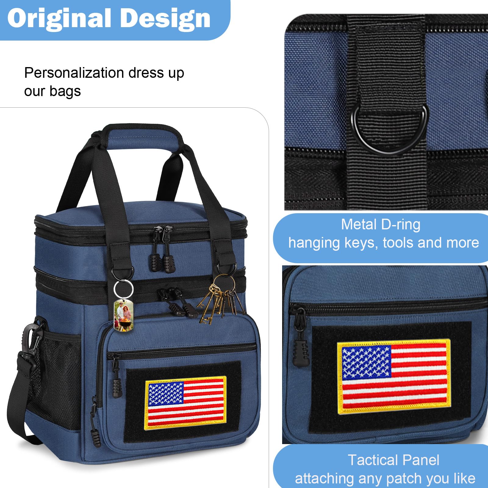 GLENKEY lunch bag featuring multiple side pockets for easy access essentials