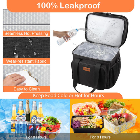 Glenkey lunch box side pockets organize small essentials for quick access.