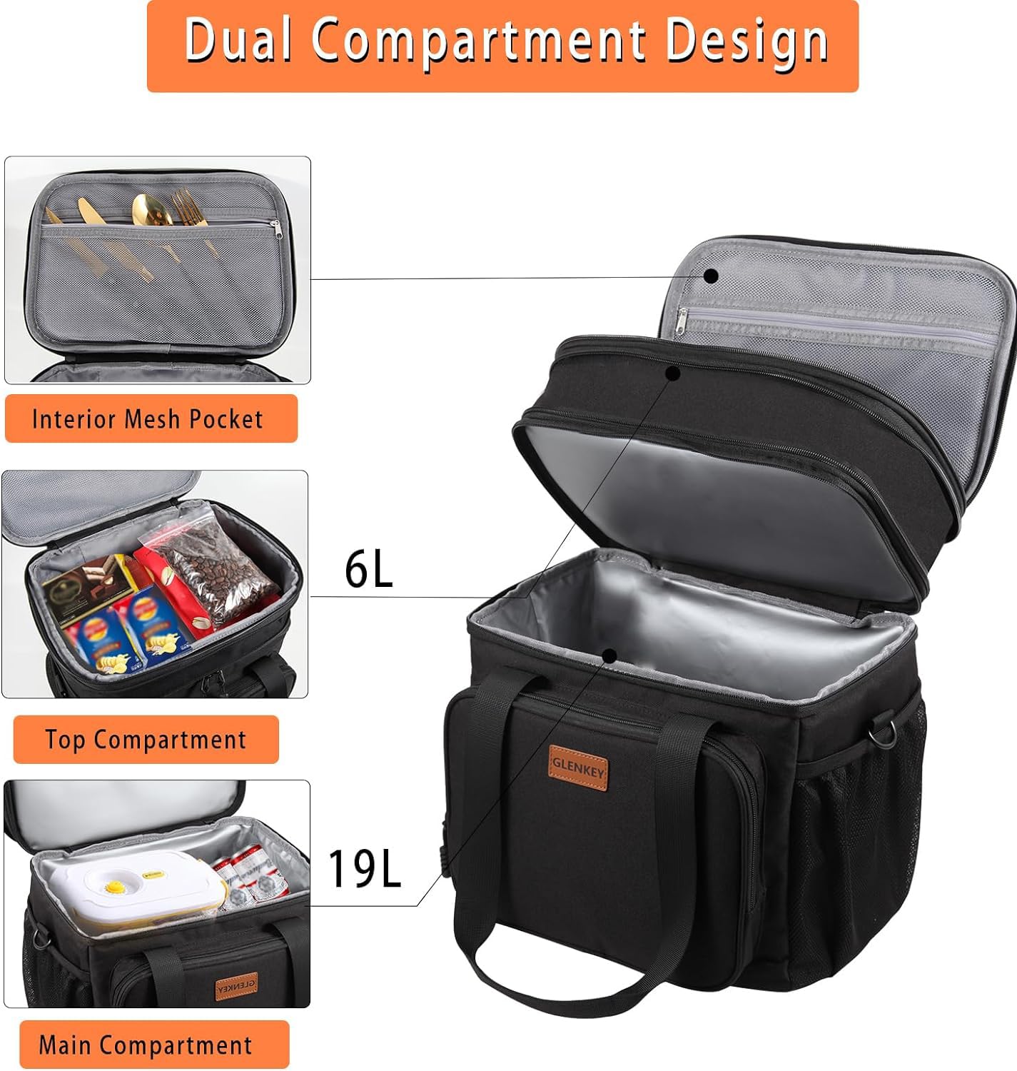 Glenkey lunchbox waterproof exterior protects contents in rain.