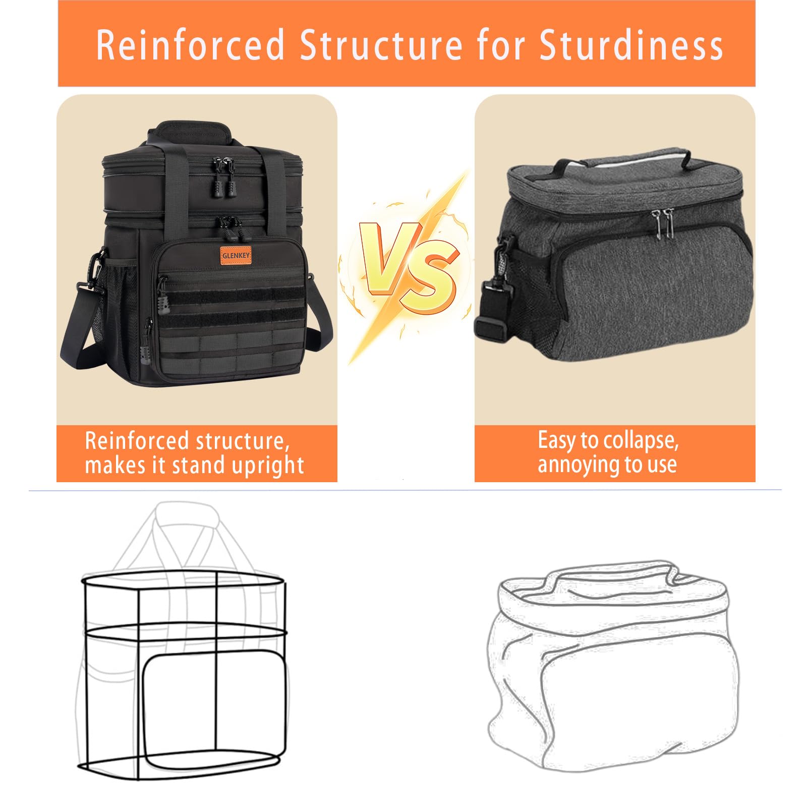 GLENKEY multiple side pockets organize essentials during work