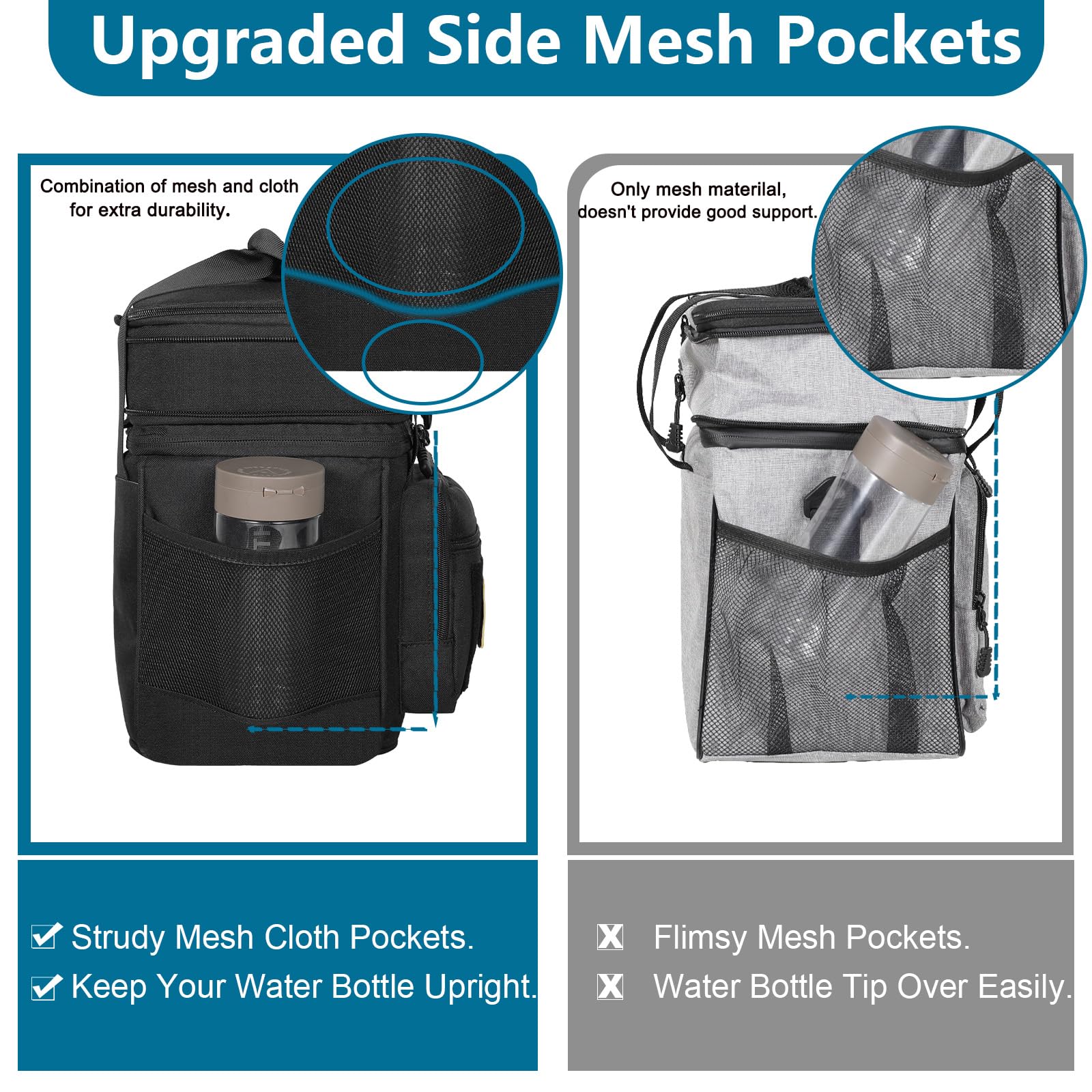 GLENKEY multiple side pockets for quick storage of phone and keys.