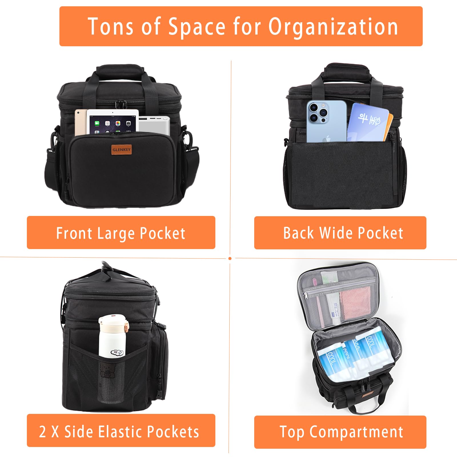 GLENKEY water-resistant, leakproof lunch bag protects contents in rain or spills