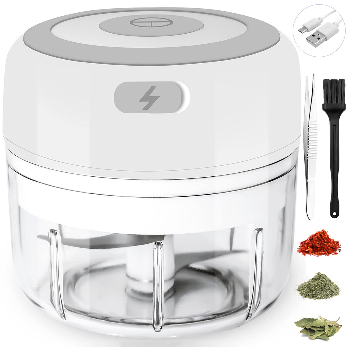 Glicrili electric herb grinder with large 100ml capacity for quick meal prep.